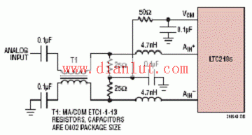 LTC2185输入频率大于250MHz的前端电路