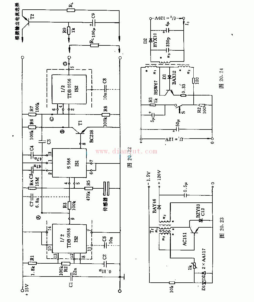 5V~+12V和一15v直流变换器电路原理图
