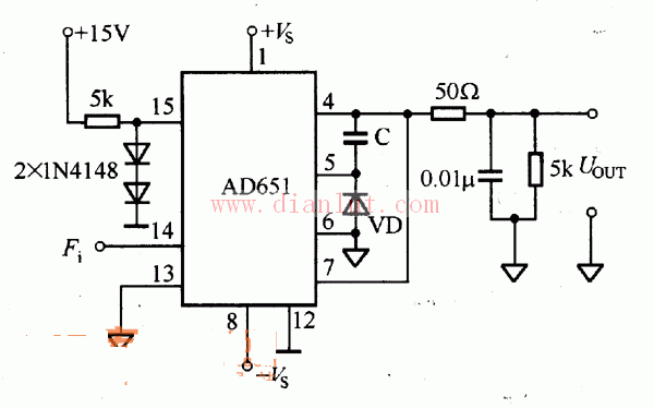 AD 651F/V转换电路