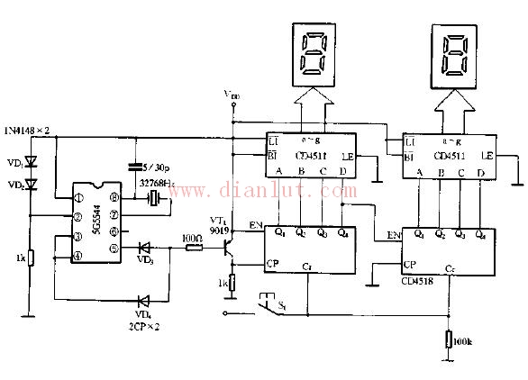 数字秒表电路原理图