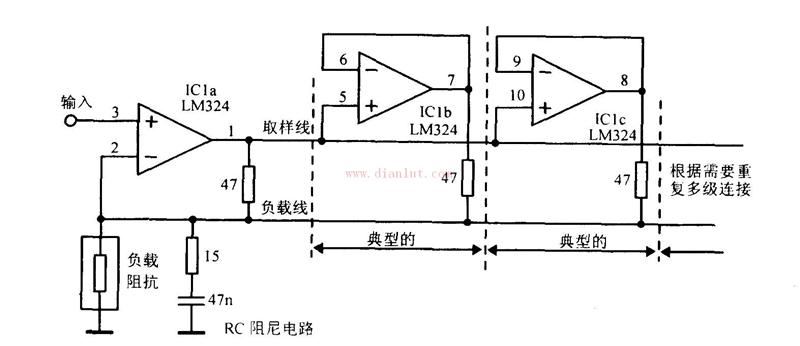 采用多个LM324并联设计的电路图