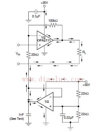 OPA2111增益缓冲器电路工作原理