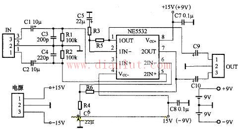 NE5532小功率电路和耳机放大器电路