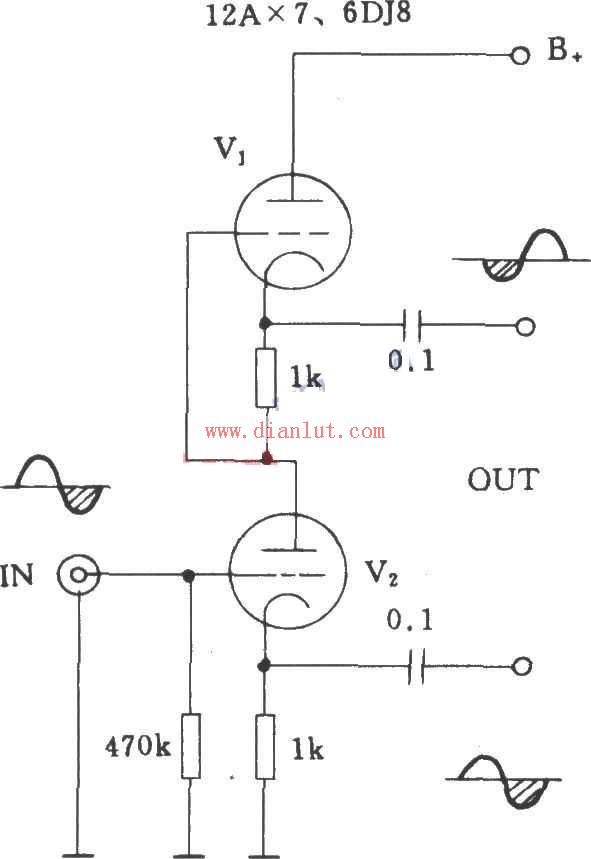 简述SRPP电子管倒相的电路图