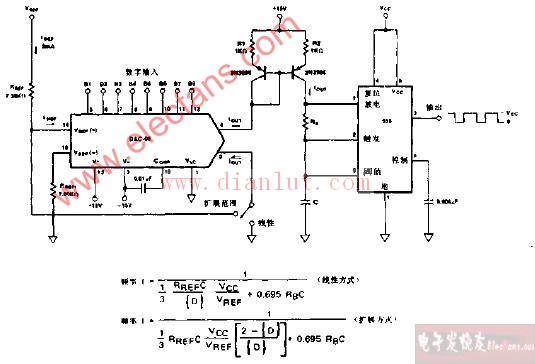 数字控制的非稳态多谐振荡器电路原理图