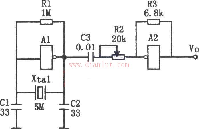 反相器应用于正弦波发生器的电路图及原理