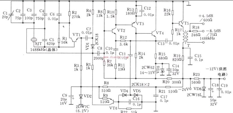 1488kHz信号发生器与分频器电路的原理