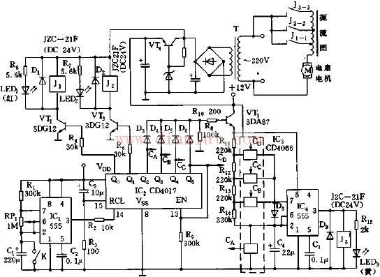 简要介绍电扇自动程序控制器的原理电路图