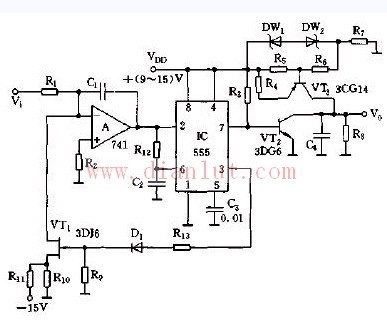 输出为线性锯齿波的电压 频率转换器电路原理