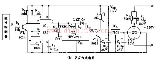 红外传感高压语音告戒电路图2