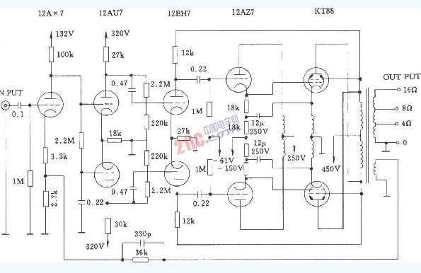 多功能电子管麦景图MC-275功率放大器电路