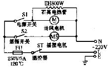 胜风DNL-L80A自动旋转石英电暖器电路原理图