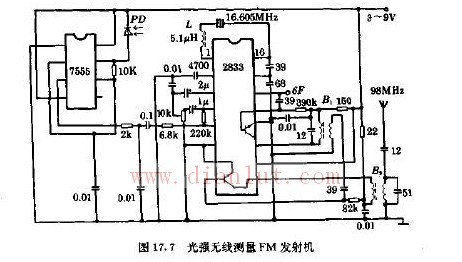 光强无线测量FM发射机电路