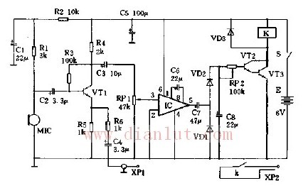 声控录音控制器电路原理图