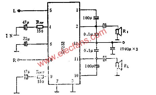 新型D7232P双通道音频功率放大电路