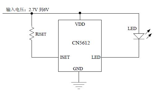 CN5612应用电路(工作于2.7V到6V的电流调制电路)