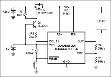 MAX4373电流放大器组成的28V输出电路介绍